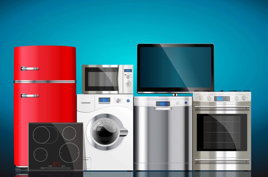 A group of appliances that are sitting on the floor.