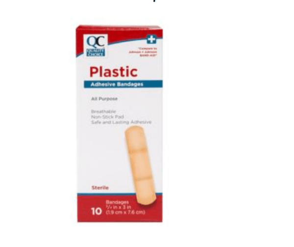 quality choice's bandage adhesive plastic 3/4"x3" 10ea (band aid)