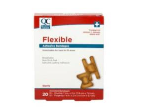 quality choice's bandage adhesive flex knuckle/fingertips 20ea (band aid)