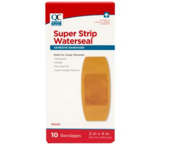 quality choice's bandage adhesive super strip waterprf 2"x4" 10ea (band aid)