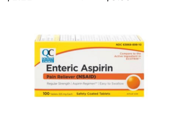 quality choice's aspirin ec 325mg reg str tab 100ea (ecotrin)