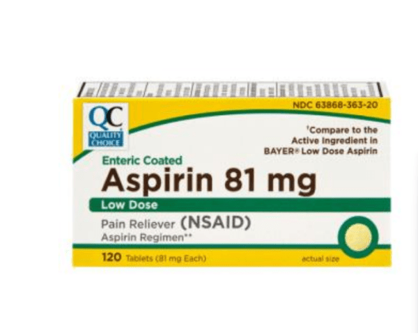 quality choice's aspirin ec 81mg low dose tab 120ea (bayer low)