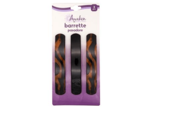 awaken's hair barrette bar bwn/blk/bwn 3ea