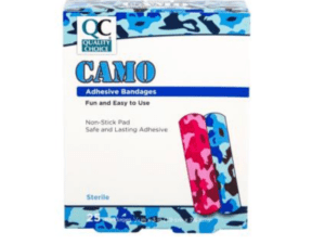 quality choice's bandage adhesive camo blue/pink 3/4"x3" 25ea (band aid)