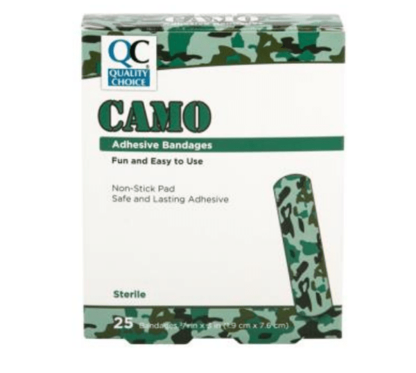 quality choice's bandage adhesive camo green 3/4"x3" 25ea (band aid)