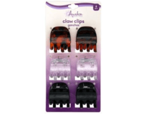 hair claw clips blk/brw/clr awaken 6ea