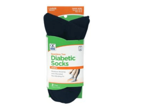 diabetic socks large black ankle 2pr