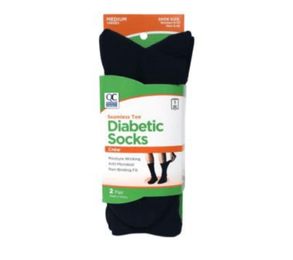 diabetic socks med black crew 2pr