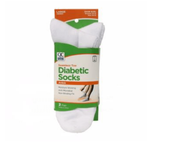 diabetic socks large white ankle 2pr