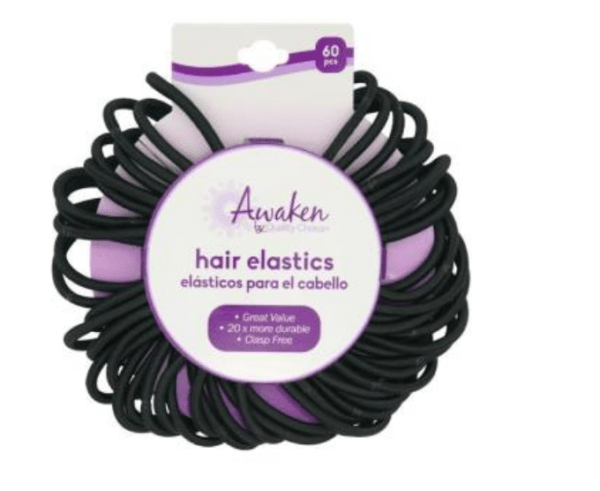 hair elastic ties black awaken 60ea