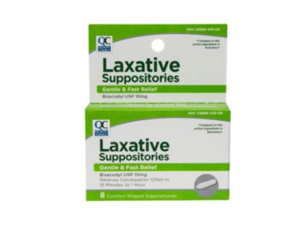 laxative bisacodyl 10mg sup 8ea (dulcolax)