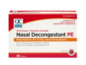 nasal decongestant pe 10mg tab 36ea (sudafed pe)