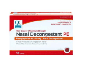 nasal decongestant pe 10mg tab 18ea (sudafed pe)