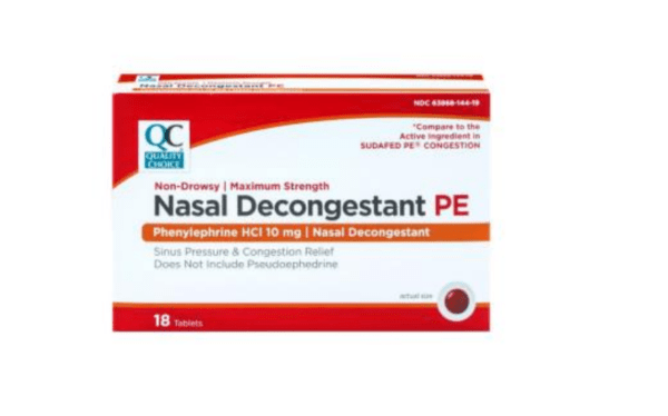 nasal decongestant pe 10mg tab 18ea (sudafed pe)