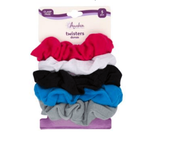 hair twisters poly cotton asst colors awaken 5ea