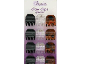 hair claw clips blk/brw/clr small awaken 12ea